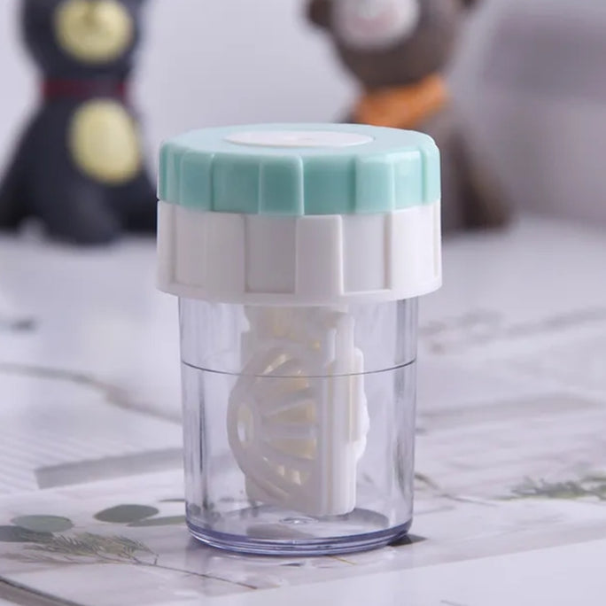 Contact Lens Cleaner Case Manual Rotary Lens | Cleaner Travel Plastic Container Storage Soaking Box
