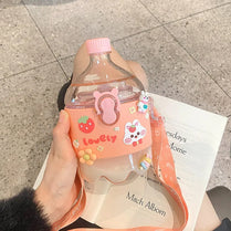 01 Bottle Creative Cola Cup Cute Children Students Drop-proof Spray Water Cup High-value Portable Summer Plastic Cup