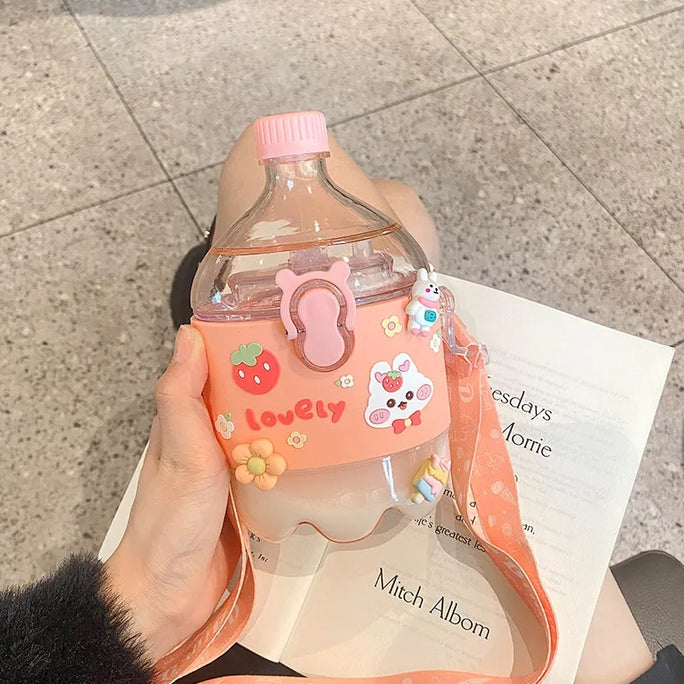 01 Bottle Creative Cola Cup Cute Children Students Drop-proof Spray Water Cup High-value Portable Summer Plastic Cup