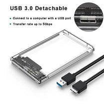 USB 3.0 Transparent HDD Enclosure 2.5" | External Hard Drive Case for SATA