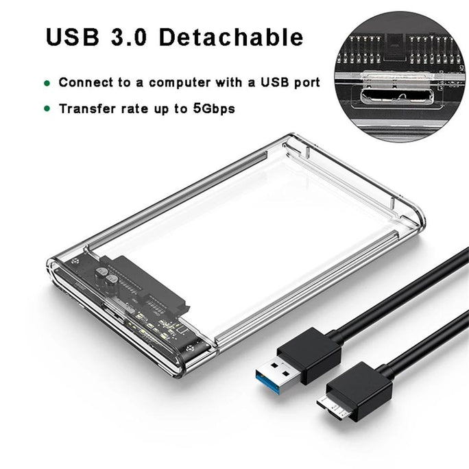 USB 3.0 Transparent HDD Enclosure 2.5" | External Hard Drive Case for SATA