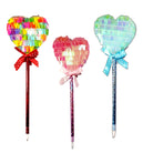 01 pc Heart Shaped Pens Flip Sequin Heart Shaped Pens Stripe Writing Pen for Wedding Party Office School Supplies