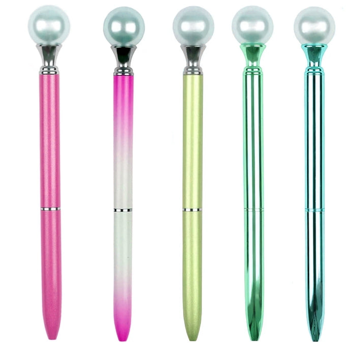 01 PC Colorful Pearl Pens Luxury Twistable Metal Ballpoint Pens 1.0mm Black Ink Pens For School Office Home Party Birthday Weddings