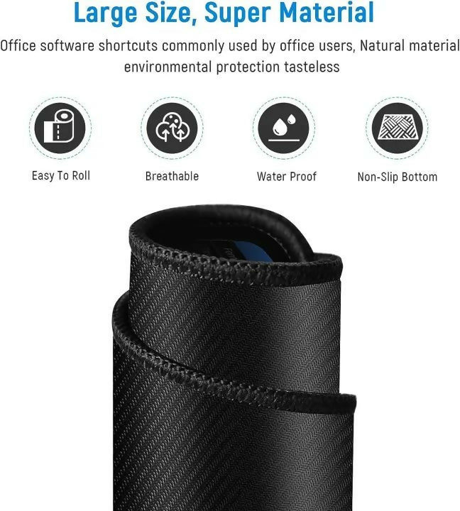 Keyboard Shortcut Mouse Pad, Office/Excel/Word/PPT Shortcuts Cheat Sheet Mat, Quick Key Super Large Anti-Slip Keyboard Pad wit Clear Shortcut Key