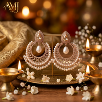 Rose Gold Pearl Chandbali