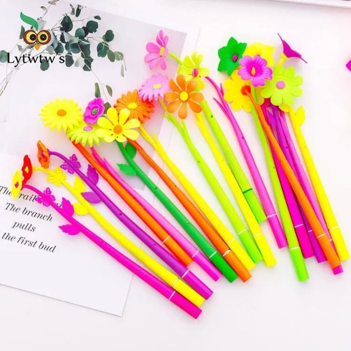 01 PC New Style Popular Stationery Gift Lovely Flowers Grass Gel Pen Sign Pen