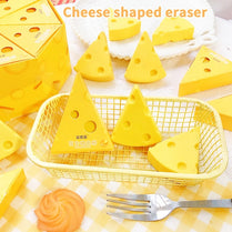 1 PC Fun Cheese Slice Shaped Eraser for School, Office, and Home Use | Kids Students Cool Prizes Stationery Cute Kawaii Creative Rubber School Supplies