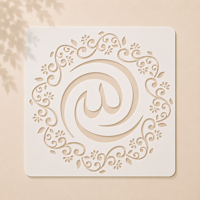 Casvena Allah Name Calligraphy Stencil for Wall and Canvas Painting