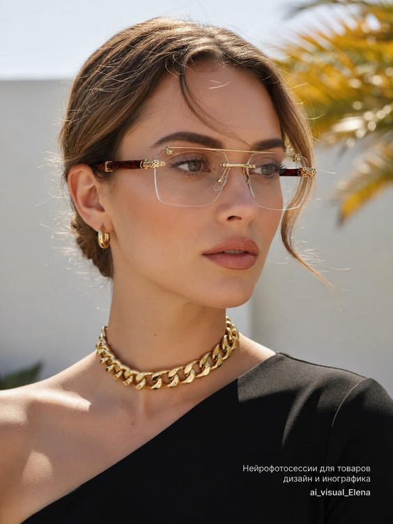 Retro Square Rimless Glasses - Tortoise Edition