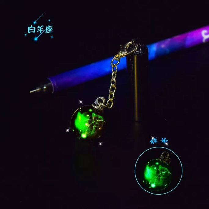 1 PCS Stationery Constellation Noctilucent Pendant Black Student Neutral Cute Kawaii Signature Lovely Pendant Gel Pen