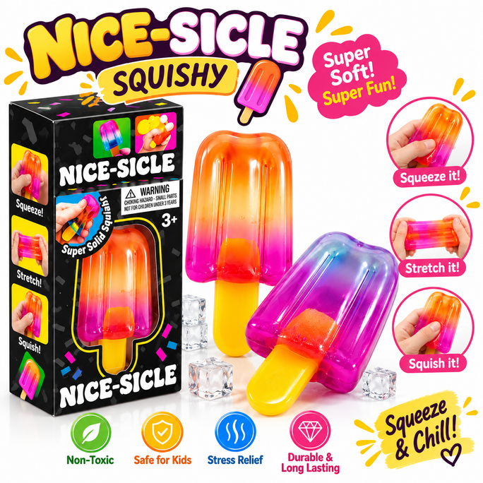 Ice Cream Popsicle Blind Box Squishy Toy – Mystery Squishy Cube, Sensory Squeeze Fidget Toy, Stress Relief Toy for Kids & Adults