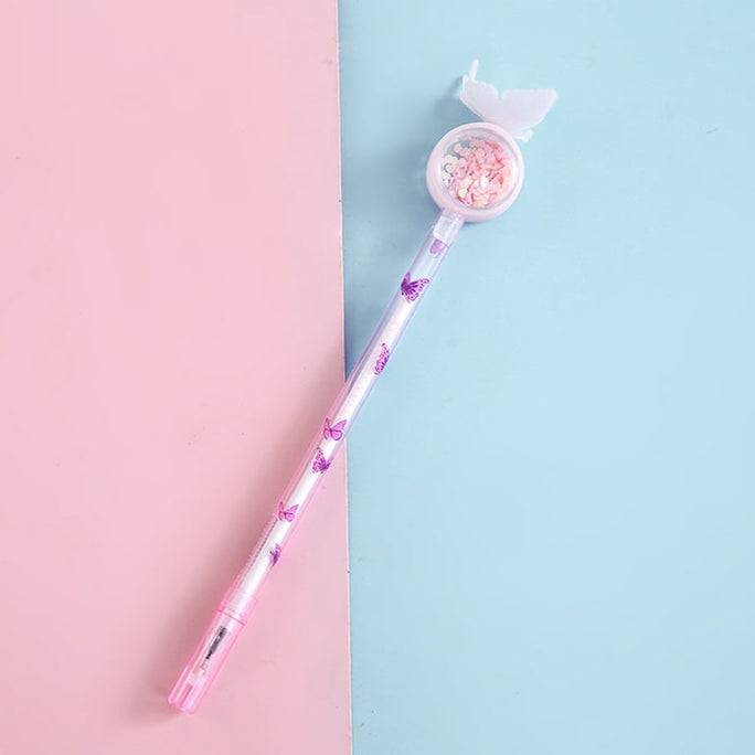 01 Pc Buttrefly Ballpoint Gel Pen Fairy Stick Ballpoint Pen Pen Bling Rainbow Dynamic Crystal Ball Pen Gel Ink Pen Student Pen Rollerball Pens for Women Girl Gift Stationery School Office Supplies