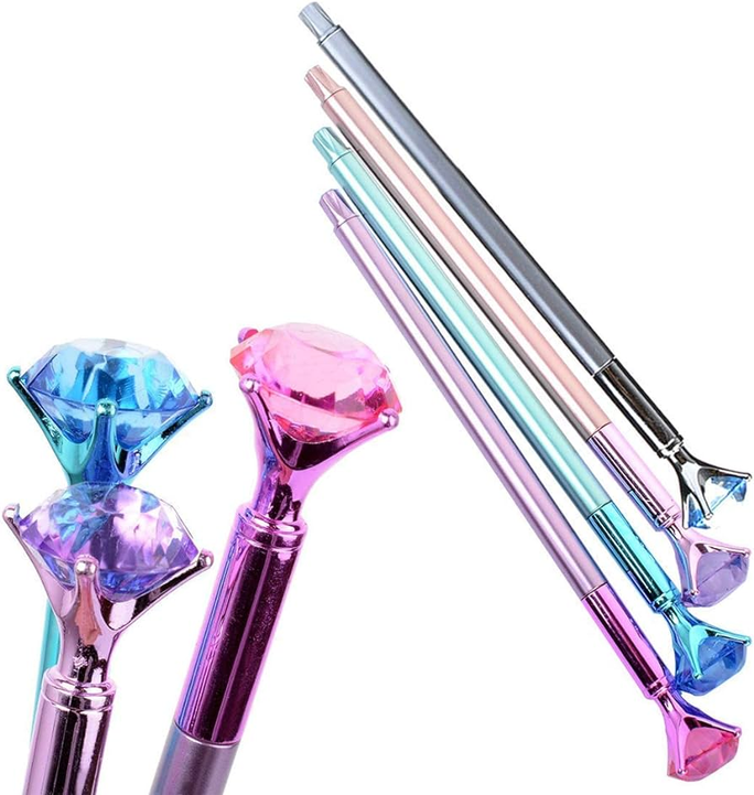 1Pc Diamond Pens Kawaii Big Crystal Diamond Ballpoint Pen Bling Metallic Ballpoint Pen Gel Ink Pen Student Pens Rollerball Pens For Student Gift Stationery School Office Supplies (Black Ink)