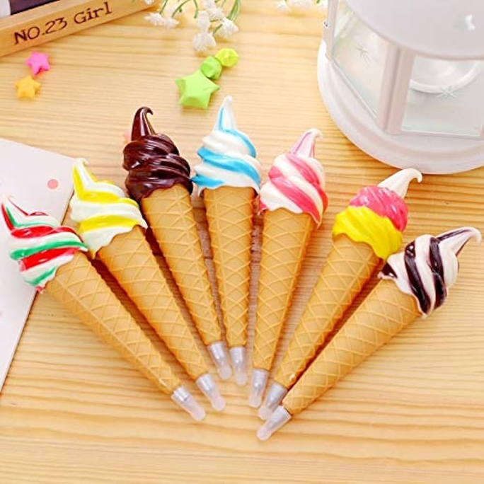 1pcs Creative Colorful Ice Cream Ballpoint Pen with Magnet Kawaii 0.5mm Black Refill Ball Pen for Kids Gift Stationery