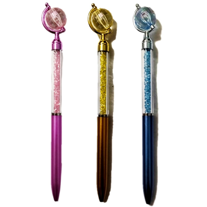 01 PC Cute Newest WORLD Design Crystal Writing Tool Ballpoint GEL Pen Stationery as Luxury Festival Gift