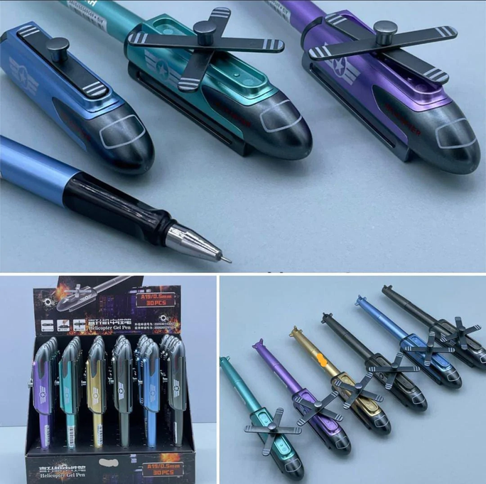 01 pc Creative Helicopter Metal Gel Pen 0.5mm Writing Novelty Kids Toys Stationery