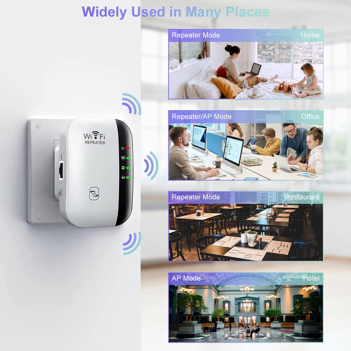 WiFi Range Extender 300Mbps Wireless Repeater 2.4GHz Long Distance Coverage up
