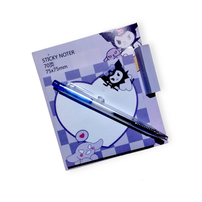01 Pack With Pen Sticky Notes Cartoon Memo Pad Cute Sticky Notes Portable Message Notepad Kawaii Stationery School Supplies
