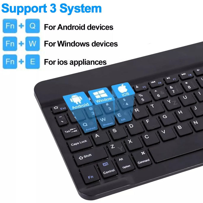 Rechargeable Bluetooth Keyboard with Cell Powered Mouse Combo Wireless Slim