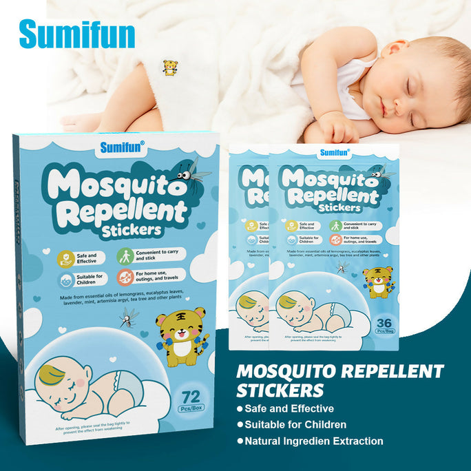 Sumifun Mosquito Repellent Stickers 72pcs | Plant Essential Oil Insect Repellent Patches | Kids & Family Outdoor Protection | Easy Stick-On Patch