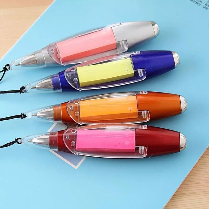 01 pc Creative Ballpoint GEL Pen Portable Hanging Neck Multifunction ball Pens With Note Paper Cute LED Light Pen Novel School Supplies Multifunctional Ballpoint Pen Note Paper Lamp Ballpen
