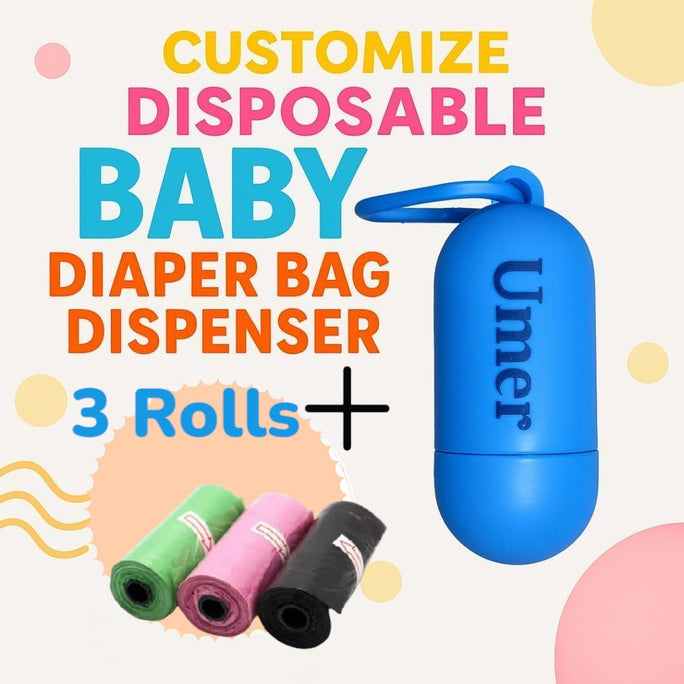 01 Dispenser + 03 Rolls Disopsable Baby Diapers Bag Box Kit Portable Baby Diapers Platics Bags Pet Waste Bag Box Kit Portable Baby Diapers Platics Bags Rubbish Bags Garbage Bag Removable Box Nappy Bag with Rope/hooks