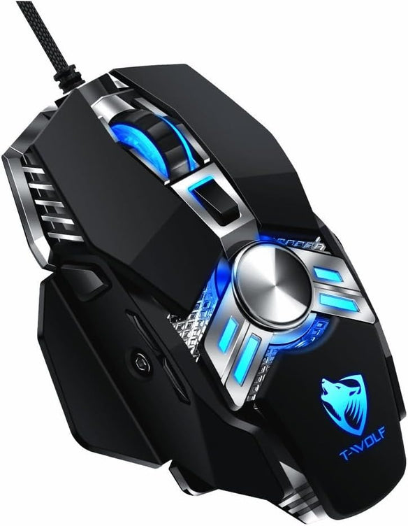 T-WOLF V10 WARRIOR BLACK RGB GAMING Mouse | Game Mouse Wired USB Esports