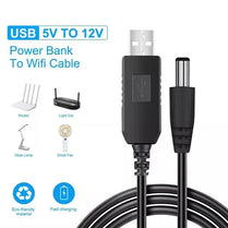 Router Power Bank Cable 5V to 12V USB DC Converter Boost Cable | USB to DC Power Adapter for WiFi Router Modem ONT Optical Network Devices | Power Banks Laptop USB Wall Car Charger Solar Station TP-Link Tenda Zong Jazz PTCL Fiber Router 1A Emergency Power