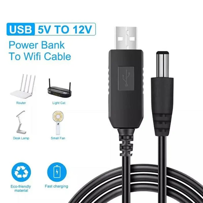 Router Power Bank Cable 5V to 12V USB DC Converter Boost Cable | USB to DC