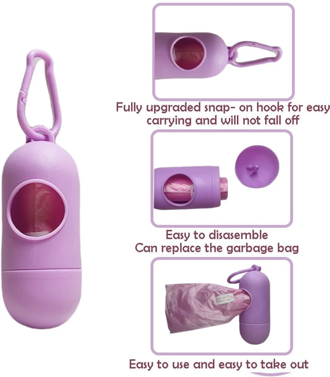 01 Dispenser + 05 Rolls Disopsable Baby Diapers Bag Box Kit Portable Baby Diapers Platics Bags Pet Waste Bag Box Kit Portable Baby Diapers Platics Bags Rubbish Bags Garbage Bag Removable Box Nappy Bag with Rope/hooks