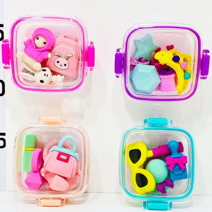 01 Box Set New Style Diffrent Types Dessert Cake Mini Eraser Set DIY Ice Cream Donut Student Stationeryeraser's box for kids one piece