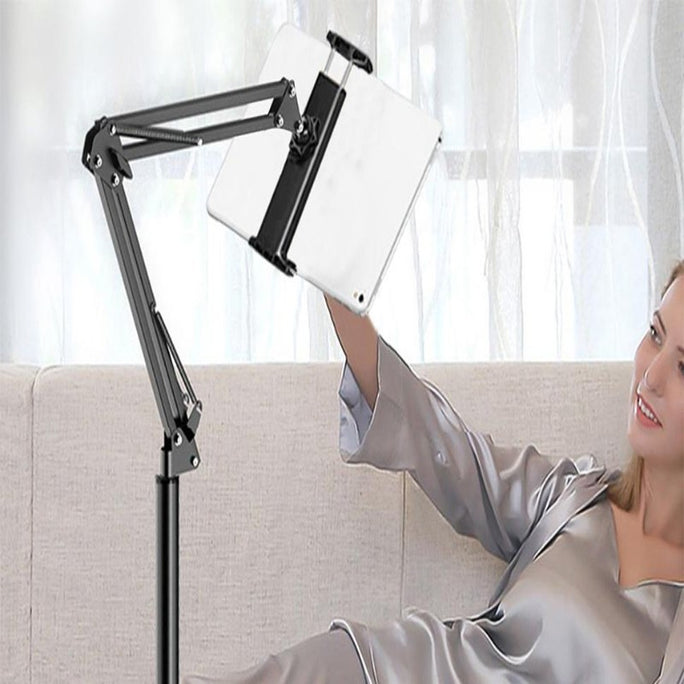 Aluminum Adjustable Tablet & Mobile Phone Floor Stand | 360° Rotatable Lazy