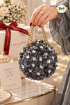 Trendy Floral Potli Style Round Evening Bag for Women - Elegant Wedding & Party Wear Embellished Handbag