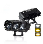 Fog Light 3-Lens LED with Hood Light - Ultra Bright Dual Color Yellow/White, Flash\Non Flash Mode, Easy Fit for Bumper, Waterproof Aluminum Body, Universal 12-80V Light for Bike, Car, Truck - Super Bright and Durable Design Bike Light