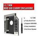 Slim + Fat 2nd HDD Caddy 9.5mm & 12.7Mm SATA 3.0 2.5 SSD Case Second Hard Disk