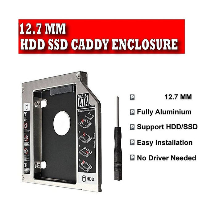 Slim + Fat 2nd HDD Caddy 9.5mm & 12.7Mm SATA 3.0 2.5 SSD Case Second Hard Disk