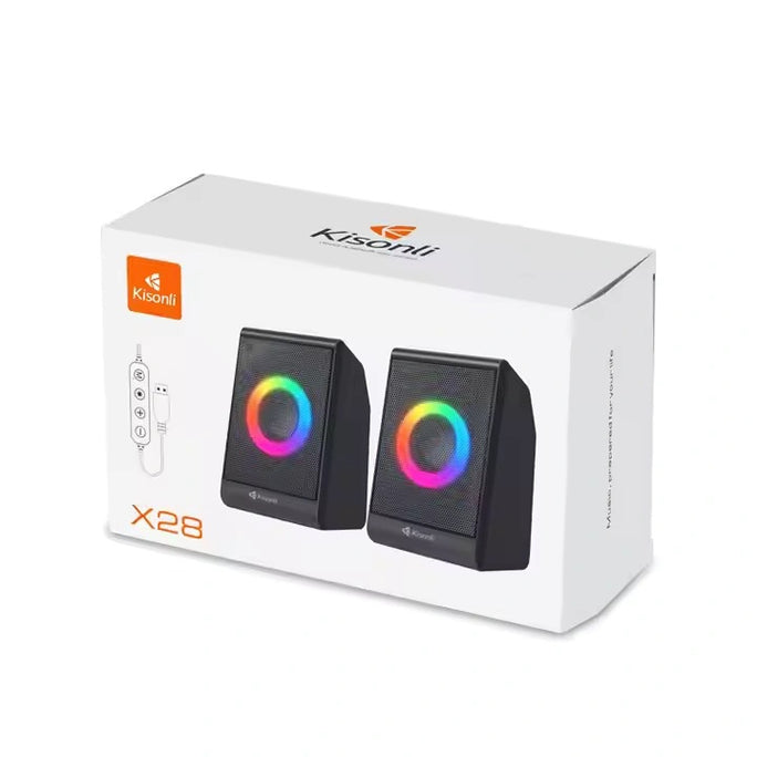 KISONLI USB SPEAKER WITH BLUETOOTH X28 - RGB Wired Computer Desktop