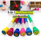 01 Pc Multifunction 4-in-1 Light, Bubble, Stamp, Ballpoint Feature Pen for Kids Children Party Birthday Gift