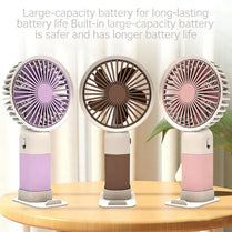 2-in-1 Portable Rechargeable Handheld Fan & Desktop USB Fan – Rechargeable Battery-Operated Electric Fan with Mobile Phone Holder Stand for Students, Office & Travel