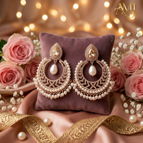Rose Gold Pearl Chandbali