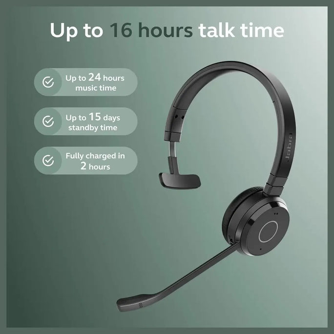 Jabra Evolve 65 TE Stereo Wireless Single-Ear Headphones