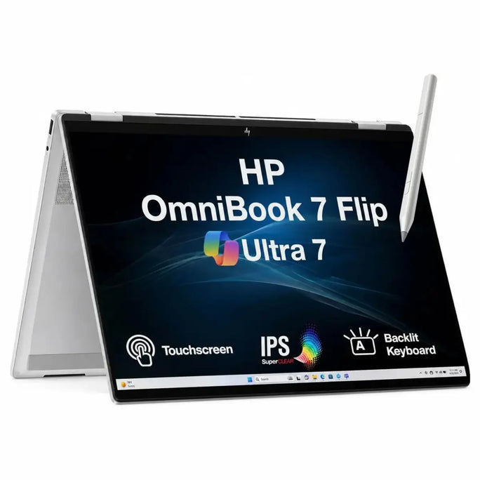 HP OmniBook 7 Flip 16T-AU000 2-in-1 Laptop, Intel Core Ultra 7 256V, 16GB DDR5 RAM, 512GB SSD, Intel Arc 140V Graphics, 16" WUXGA IPS Touchscreen, Windows 11 Home