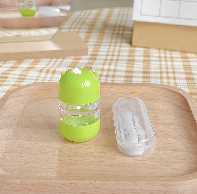 Cute Bear Lens Container + Tweezers & Suction Stick Set Contact Lens Case Accessories DIY Contact Lens Storage Box Portable Travel Contact Lens Case