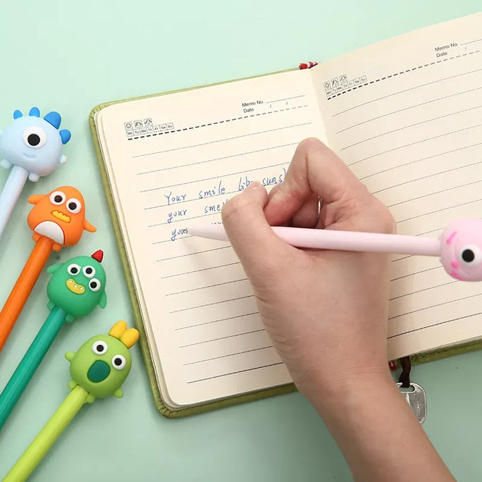 01 pc Creative Cute Cartoon Pen Little Monster Animal Shape Gel Pen 0.5mm Black Refill Ink School Office Writing Stationery