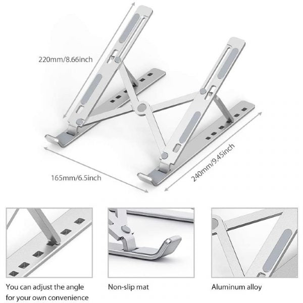 Foldable Adjustable Aluminum Laptop Stand | Portable Desktop Holder with