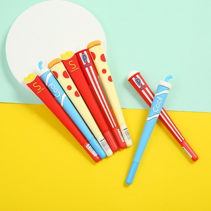 01 Piece Cute Stationery Pens Gel Food Pizza Cool Drink Popcorn Kawai Ballpoint Funny Rollerball School