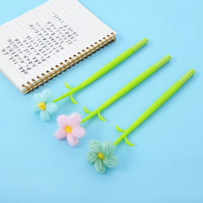 01 Pc Creative Sunflower Cloth Art Flower Gel Pen Stationery Silicone Quick-drying Pen Marker Pens 0.5mm
