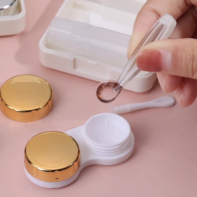 Contact Lens Case Travel Kit Square Travel Portable Solid Color Lens Cover Container Beauty Pupil Storage Soaking Box Eyewear Accessories