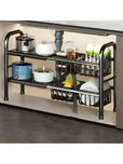 Expandable Under Sink Organizer, 2 Tier Carbon Steel Storage Rack for Double Sink Cabinet