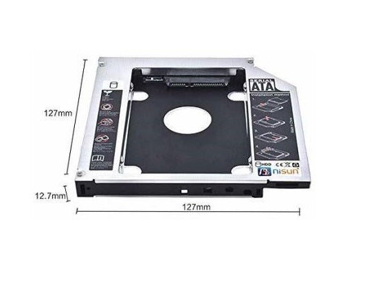 Slim + Fat 2nd HDD Caddy 9.5mm & 12.7Mm SATA 3.0 2.5 SSD Case Second Hard Disk